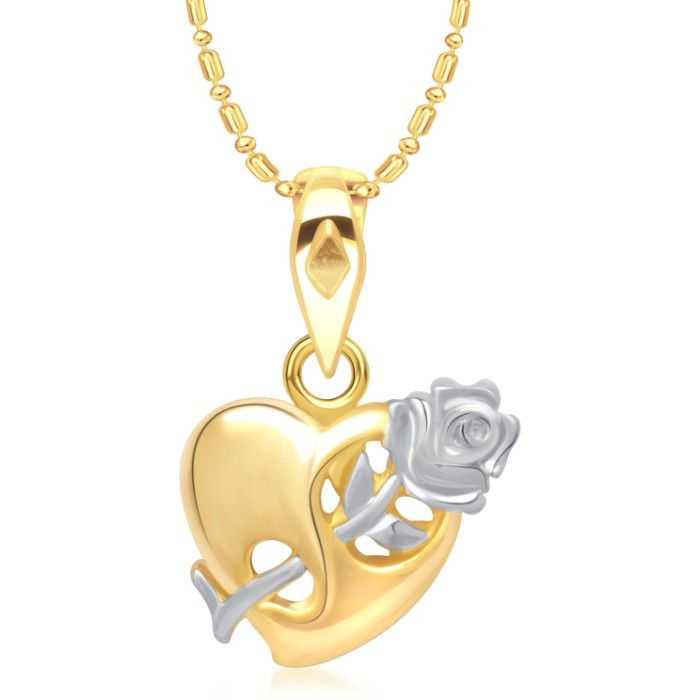 Buy Srikara Alloy Gold Plated CZ Rose in Heart Shape Fashion Jewelry Pendant Chain - SKP1340G - Purplle