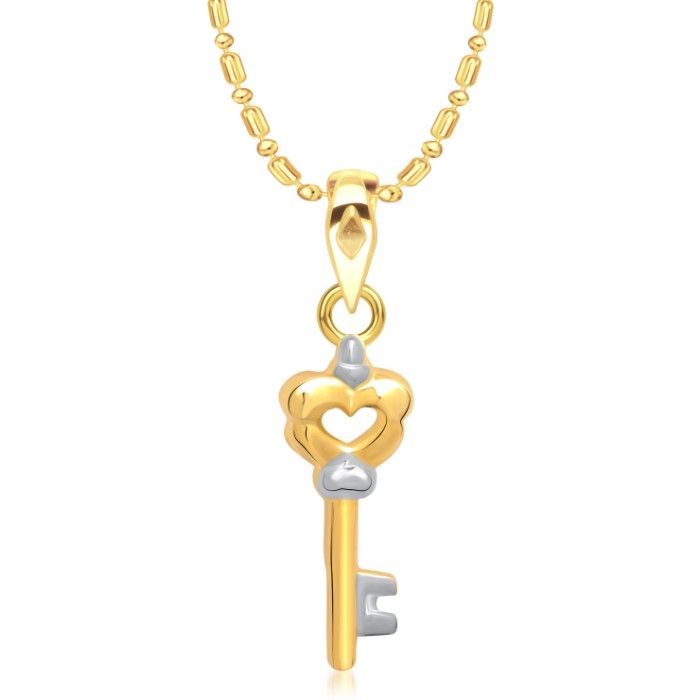 Buy Srikara Alloy Gold Plated CZ / AD Stylish Key Fashion Jewelry Pendant with Chain - SKP1347G - Purplle