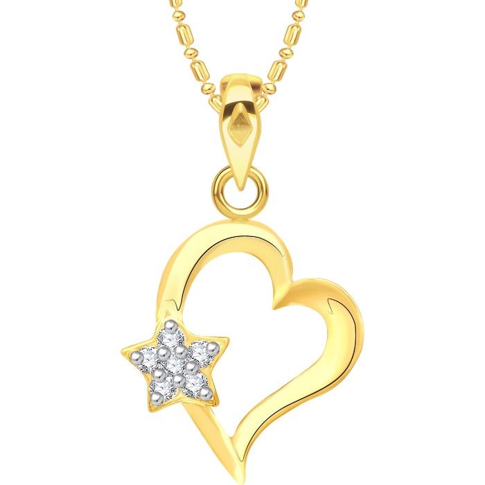 Buy Srikara Alloy Gold Plated CZ / AD Star Heart Fashion Jewelry Pendant with Chain - SKP2559G - Purplle