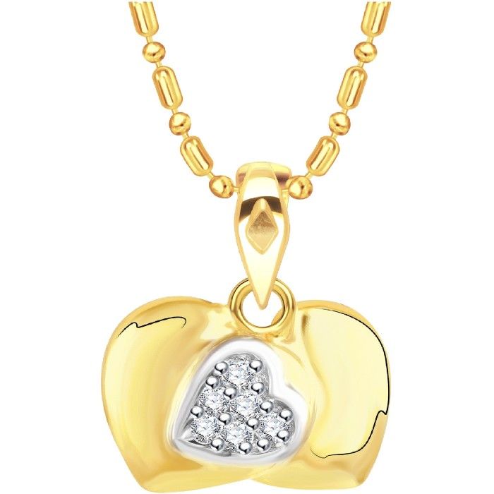 Buy Srikara Alloy Gold Plated CZ/AD Double Heart Fashion Jewelry Pendant with Chain - SKP2726G - Purplle