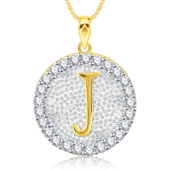 Buy Srikara Alloy Gold Plated CZ/AD Initial Letter J Fashion Jewellery Pendant Chain - SKP2192G - Purplle