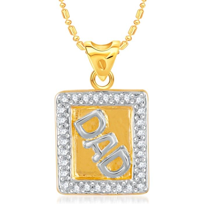 Buy Srikara Alloy Gold Plated CZ / AD Dad Fashion Jewellery Pendant with Chain - SKP2384G - Purplle