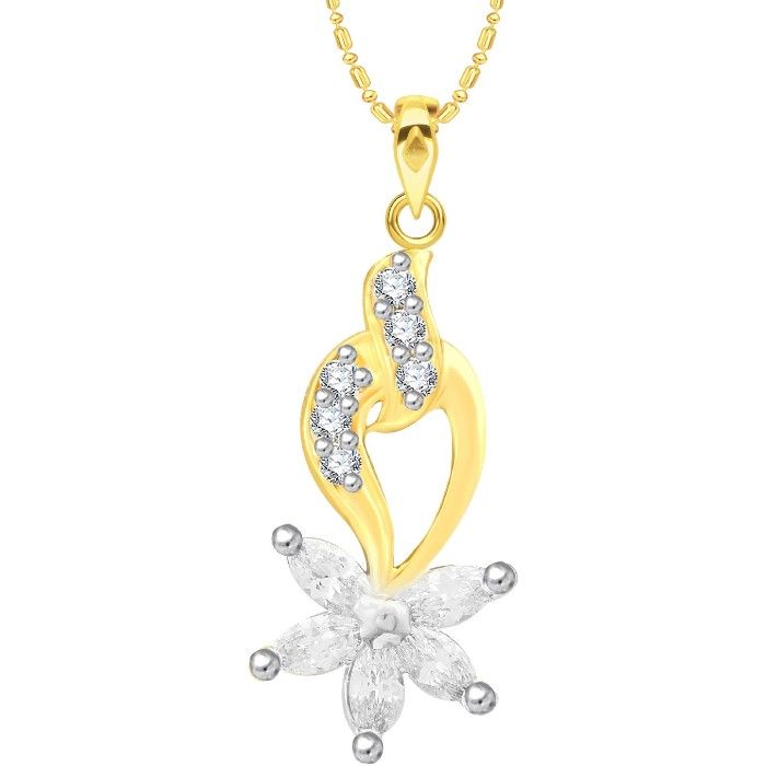 Buy Srikara Alloy Gold Plated CZ / AD Markis Fashion Jewellery Pendant with Chain - SKP2650G - Purplle