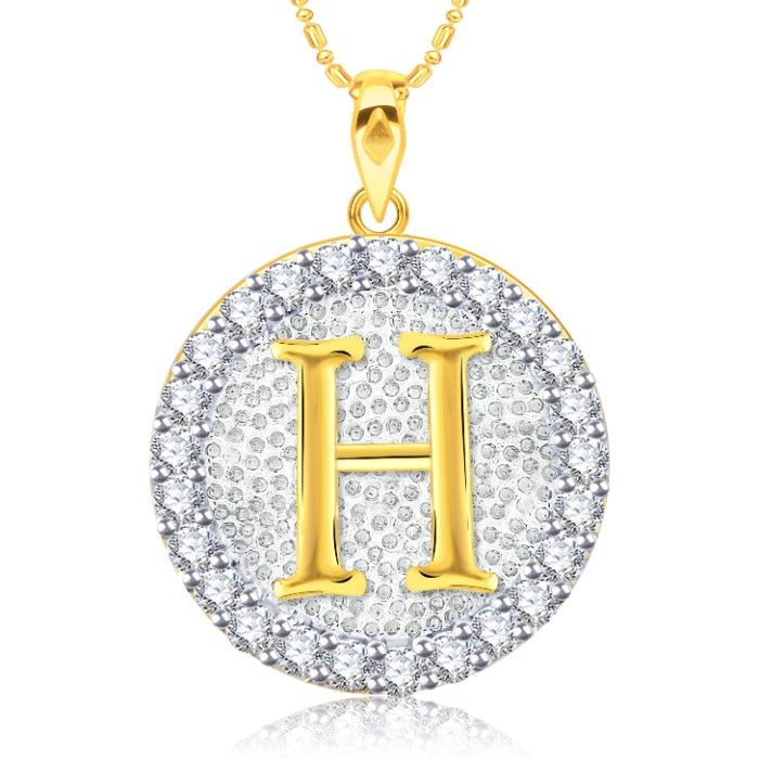 Buy Srikara Alloy Gold Plated CZ/AD Initial Letter H Fashion Jewellery Pendant Chain - SKP2190G - Purplle