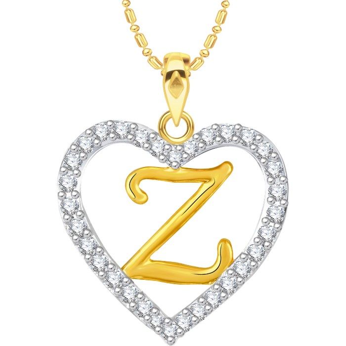 Buy Srikara Alloy Gold Plated CZ/AD Alphabet "Z" in Heart Fashion Jewelry Pendant - SKP2290G - Purplle