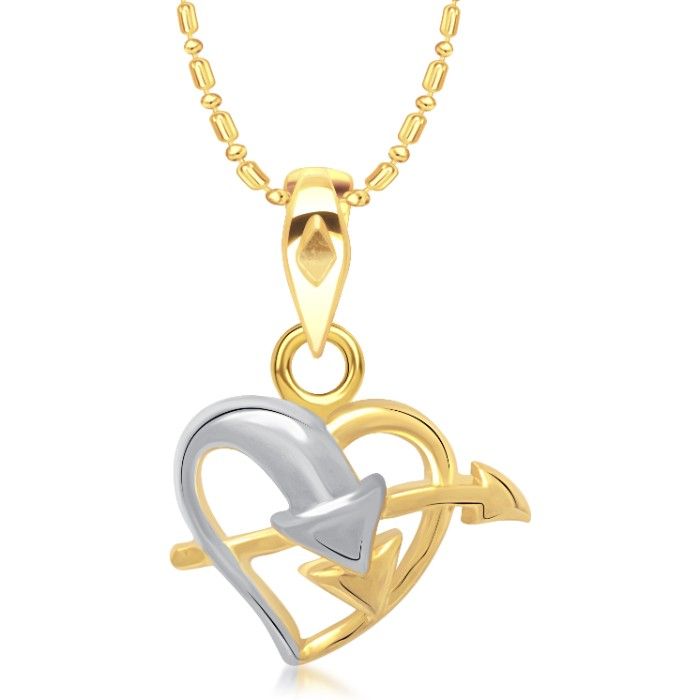 Buy Srikara Alloy Gold Plated CZ Arrow Through Heart Shape Fashion Jewellery Pendant - SKP1341G - Purplle