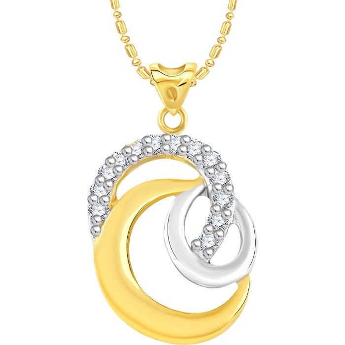 Buy Srikara Alloy Gold Plated CZ / AD Circuler Fashion Jewellery Pendant with Chain - SKP2654G - Purplle