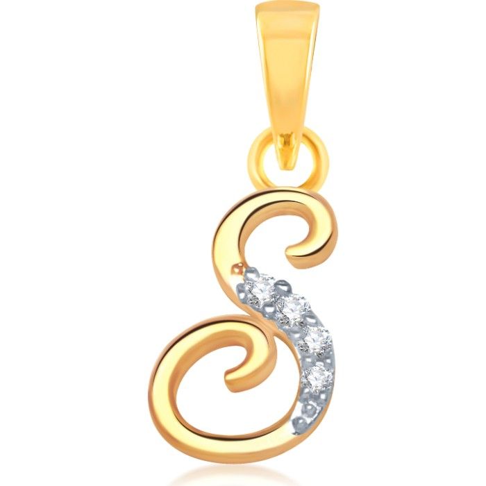 Buy Srikara Alloy Gold Plated CZ / AD Letter S Fashion Jewellery Pendant with Chain - SKP1112GB - Purplle