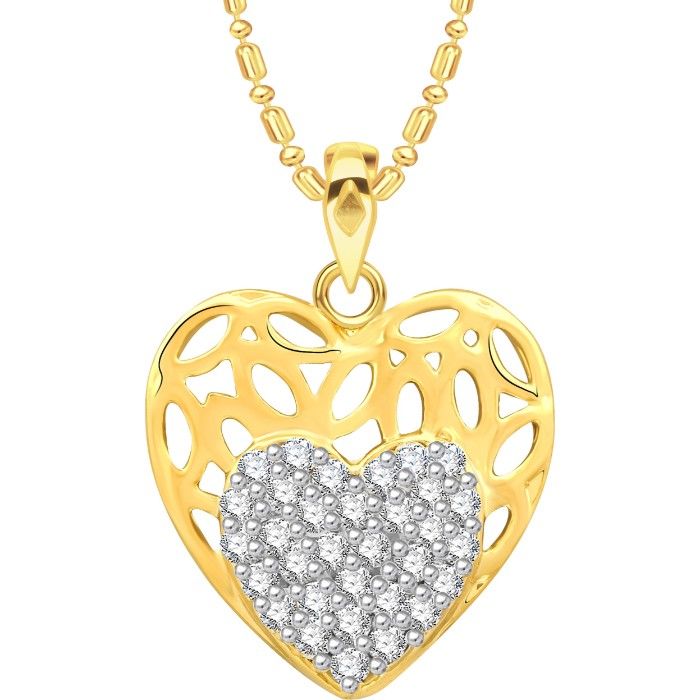 Buy Srikara Alloy Gold Plated CZ/AD Beautiful Heart Fashion Jewellery Pendant Chain - SKP2561G - Purplle