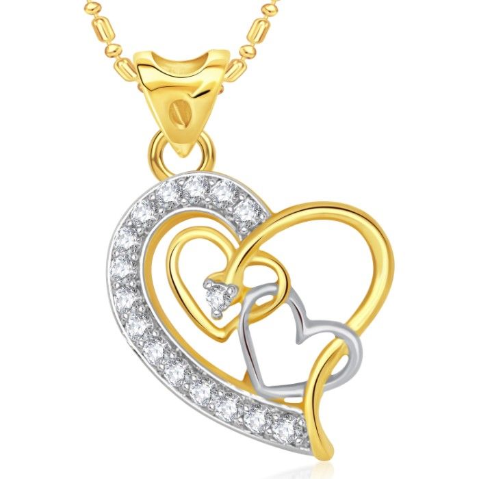 Buy Srikara Alloy Gold Plated CZ/AD Three Heart Valentine Fashion Jewelry Pendant - SKP1674G - Purplle