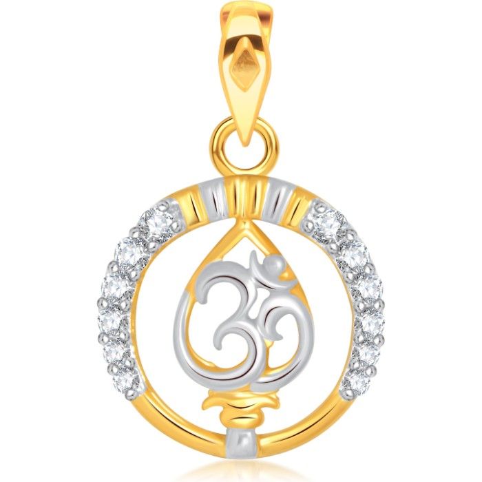 Buy Srikara Alloy Gold Plated CZ / AD Om Fashion Jewellery Pendant with Chain - SKP1555G - Purplle