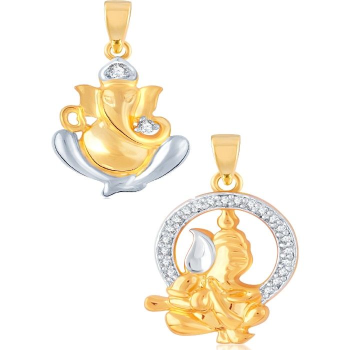 Buy Srikara Alloy Gold Plated CZ / AD Fashion Jewellery Pendant Set with Chain - SKCOMBO1270G - Purplle