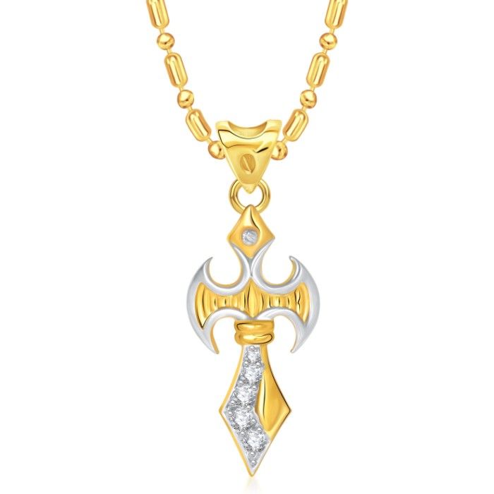 Buy Srikara Alloy Gold Plated CZ/AD Divine Cross Fashion Jewelry Pendant with Chain - SKP1380GA - Purplle