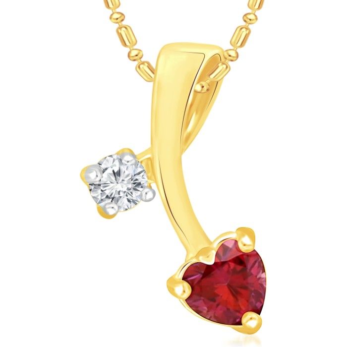 Buy Srikara Alloy Brass Gold Plated CZ Drop Red Heart Pearl Fashion Jewelry Pendant - SKP2950G - Purplle