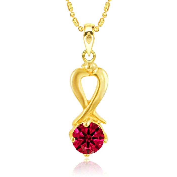 Buy Srikara Alloy Gold Plated CZ/AD Heart Drop Red Solitaire Fashion Jewelry Pendant - SKP2874G - Purplle