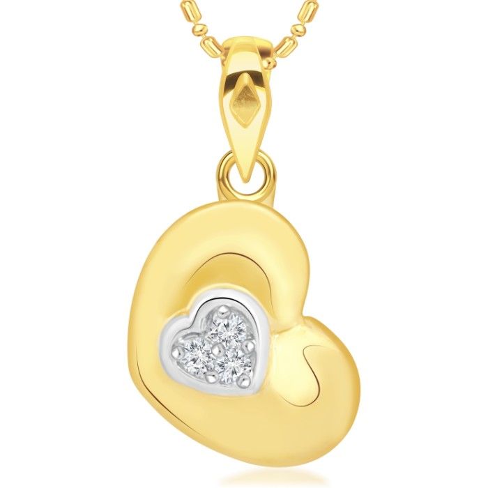 Buy Srikara Alloy Brass Gold Plated AD Heart CZ/AD Studded Fashion Jewelry Pendant - SKP3028G - Purplle