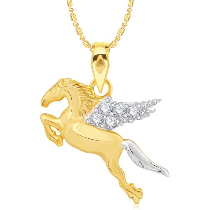 Buy Srikara Alloy Gold Plated Unicorn Horse CZ/AD Studded Jewelry Pendant with Chain - SKP2936G - Purplle