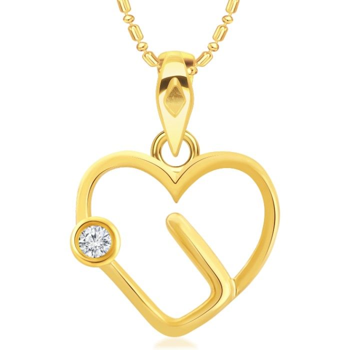 Buy Srikara Alloy Single CZ / AD Hollow Heart Fashion Jewellery Pendant with Chain - SKP2830G - Purplle