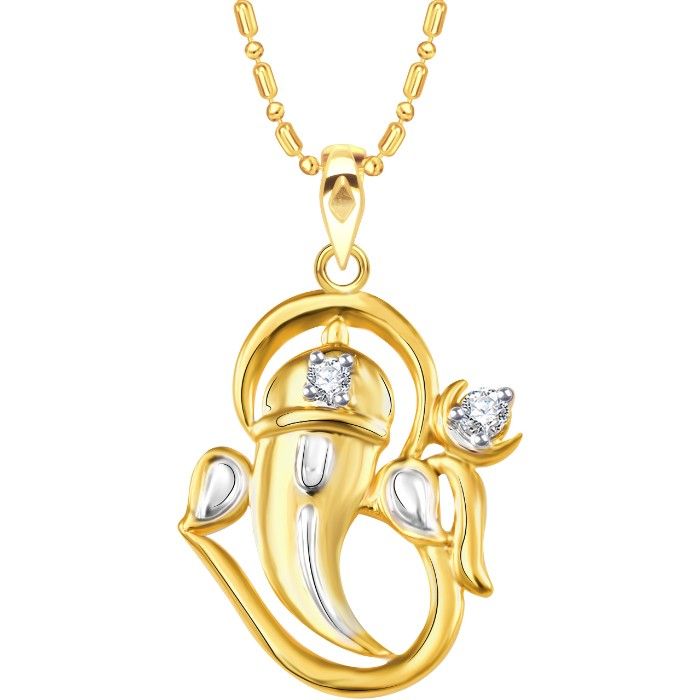 Buy Srikara Alloy Brass Gold Plated CZ/AD Vakratunda Fashion Jewelry Pendant Chain - SKP2994G - Purplle