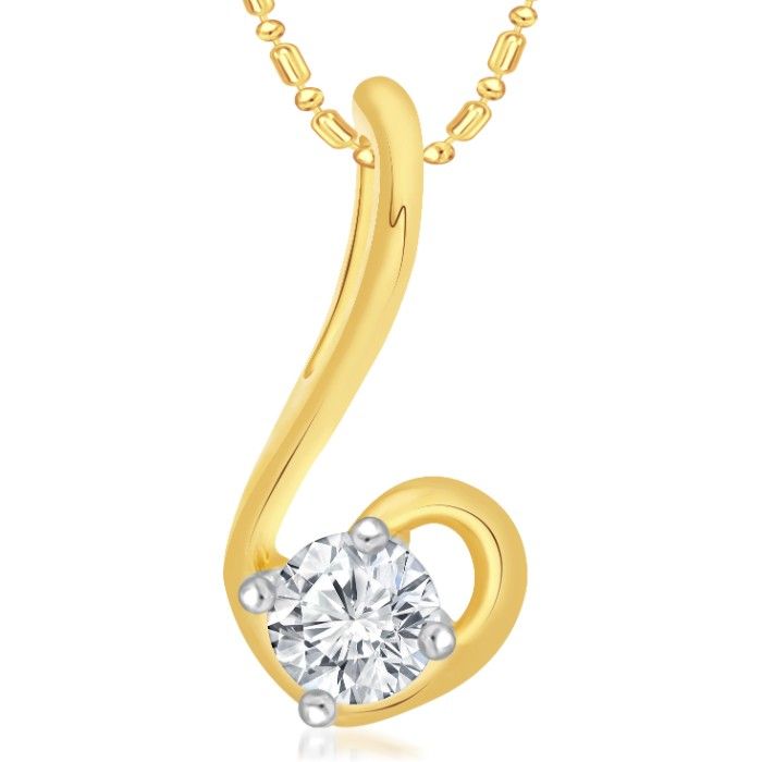 Buy Srikara Alloy Gold Plated Drop Heart Single CZ / AD Studded Pendant with Chain - SKP2968G - Purplle