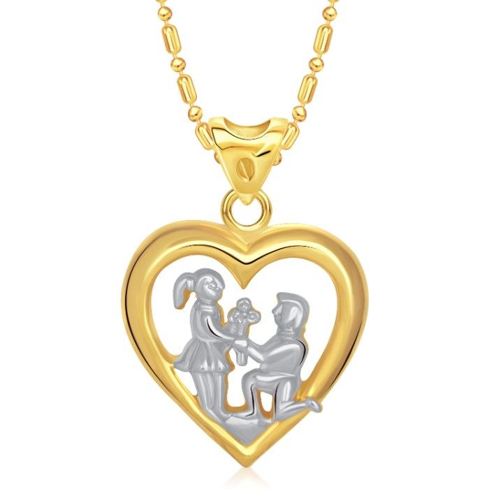 Buy Srikara Alloy Gold Plated CZ / AD You & Me Heart Fashion Jewellery Pendant Chain - SKP1447G - Purplle