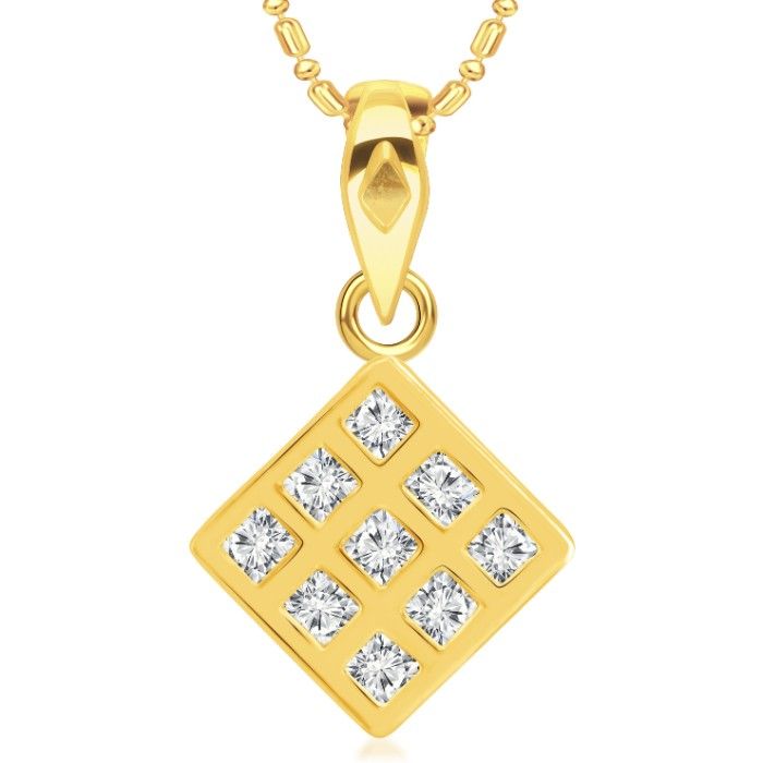 Buy Srikara Alloy Gold Plated AD/CZ Square Shape Fashion Jewelry Pendant with Chain - SKP2962G - Purplle