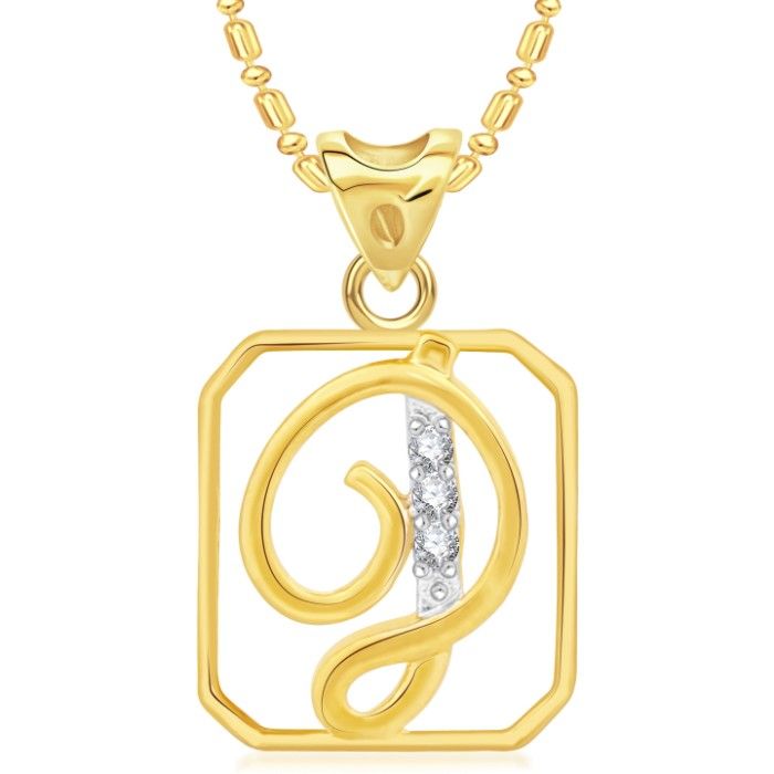 Buy Srikara Alloy Brass Gold Plated CZ/AD Alphabet D Fashion Jewelry Pendant Chain - SKP2918G - Purplle