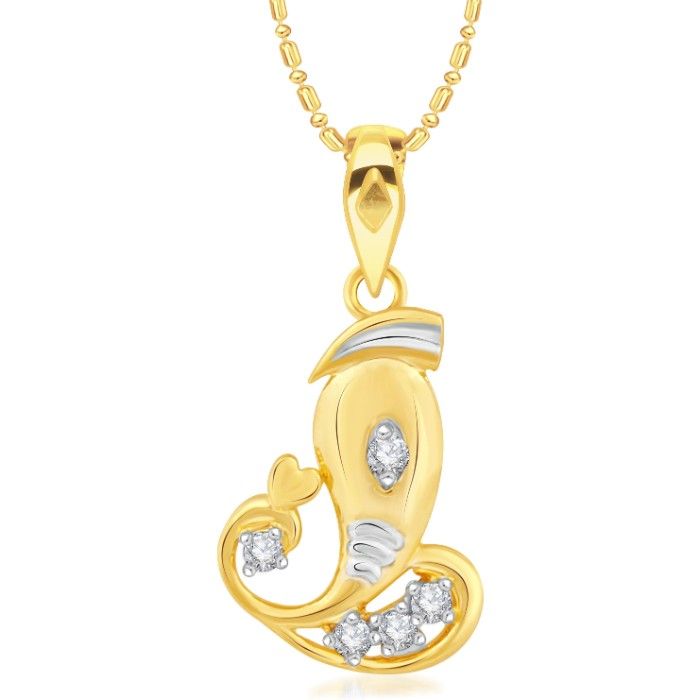 Buy Srikara Alloy Brass Gold Plated CZ/AD Vakratunda Fashion Jewelry Pendant Chain - SKP2985G - Purplle