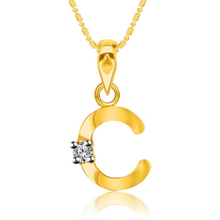 Buy Srikara Alloy Brass Gold Plated CZ Initial "C" Alphabet Fashion Jewelry Pendant - SKP2804G - Purplle