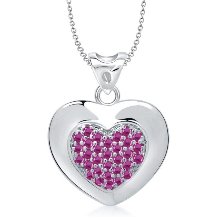 Buy Srikara Alloy Rhodium Plated CZ/AD Valentine Days Heart Shape Fashion Jewelry Pendant - SKP1299R - Purplle