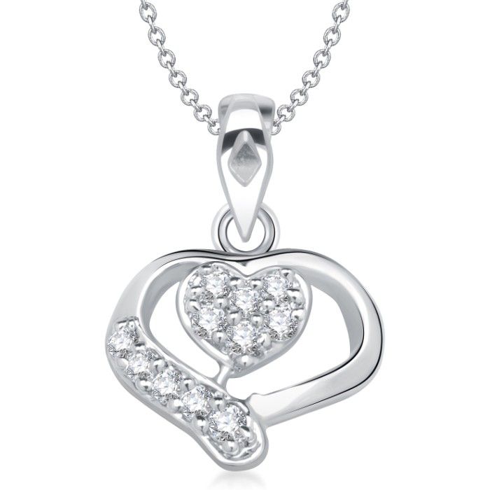 Buy Srikara Alloy Rhodium Plated CZ / AD Ideal Heart Shape Fashion Jewellery Pendant - SKP1311R - Purplle