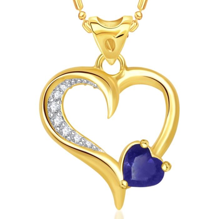 Buy Srikara Alloy Plated CZ/AD Decent Heart Valentine Fashion Jewelry Pendant Chain - SKP1696G - Purplle