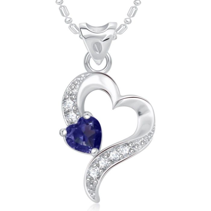 Buy Srikara Alloy Rhodium Plated AD Dazzling Heart Valentine Fashion Jewelry Pendant - SKP1763R - Purplle