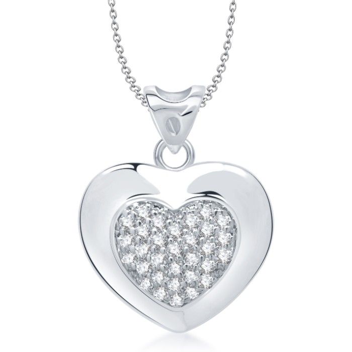 Buy Srikara Alloy Rhodium Plated CZ/AD Valentine Days Heart Shape Fashion Jewelry Pendant - SKP1288R - Purplle