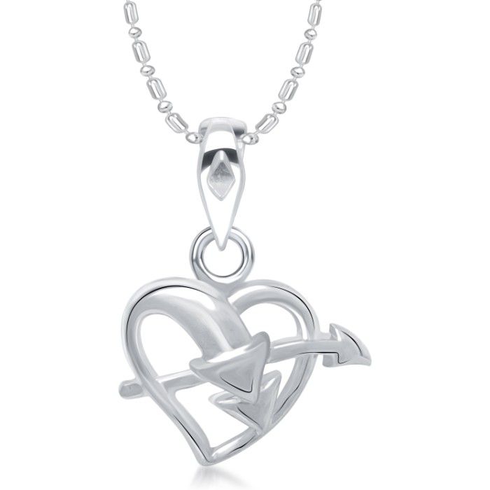 Buy Srikara Alloy Rhodium Plated CZ/AD Arrow Through Heart Shape Fashion Jewelry Pendant - SKP1369R - Purplle