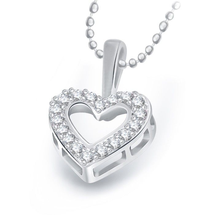 Buy Srikara Alloy Rhodium Plated CZ Sparkle Heart Valentine Fashion Jewelry Pendant - SKP1938R - Purplle