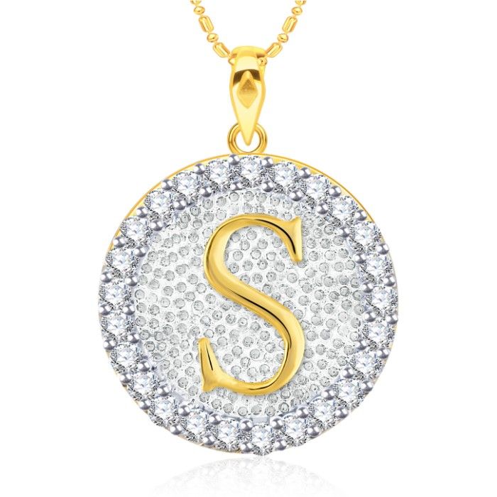 Buy Srikara Alloy Gold Plated CZ/AD Initial Letter S Fashion Jewellery Pendant Chain - SKP2201G - Purplle