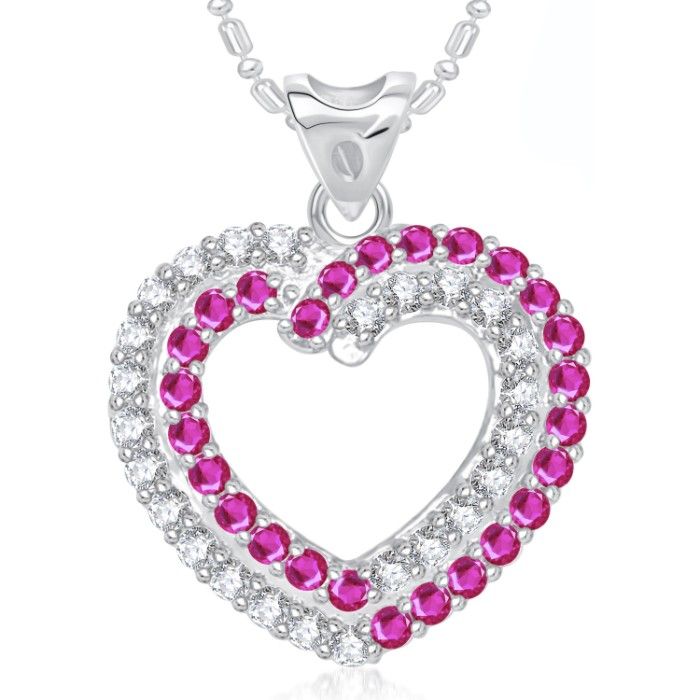 Buy Srikara Alloy Rhodium Plated CZ/AD Best Gift Heart Valentine Fashion Jewelry Pendant - SKP1776R - Purplle