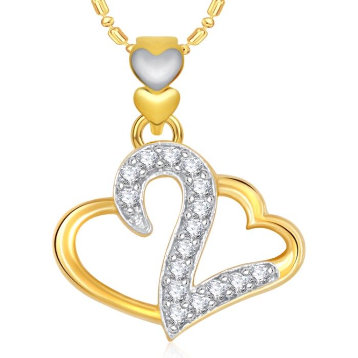 Buy Srikara Alloy Gold Plated CZ/AD Couple Heart Valentine Fashion Jewelry Pendant - SKP1859G - Purplle