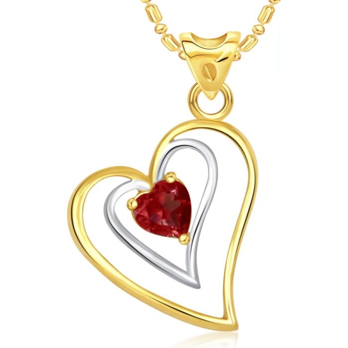 Buy Srikara Alloy Plated CZ/AD Red Stone in Heart Valentine Fashion Jewelry Pendant - SKP1683G - Purplle