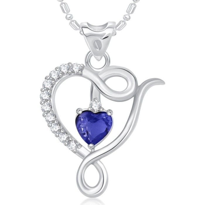 Buy Srikara Alloy Well Crafted Blue Stone Heart Fashion Jewellery Pendant with Chain - SKP1715R - Purplle