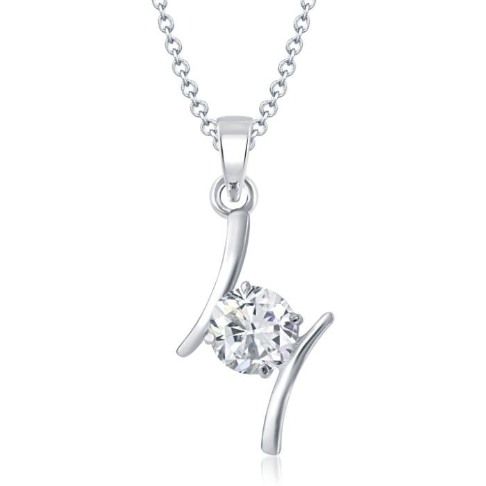 Buy Srikara Alloy Rhodium Plated CZ Motion Solitaire Fashion Jewelry Pendant Chain - SKP1061R - Purplle
