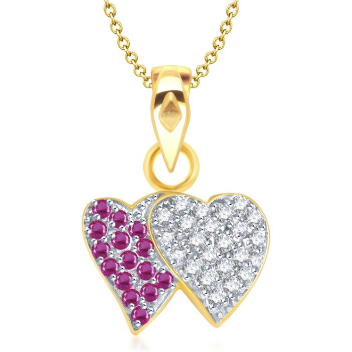 Buy Srikara Alloy Gold Plated CZ / AD You & Me Heart Shape Fashion Jewellery Pendant - SKP1300G - Purplle