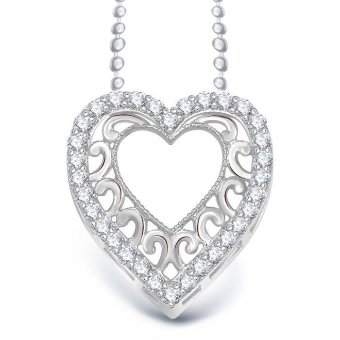 Buy Srikara Alloy Rhodium Plated CZ Superb Heart Valentine Fashion Jewellery Pendant - SKP1937R - Purplle