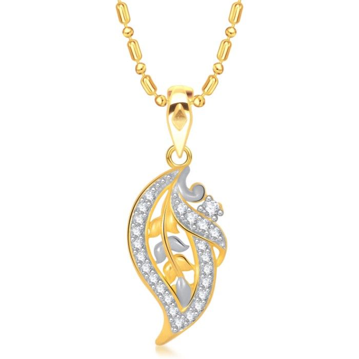 Buy Srikara Alloy Gold Plated CZ/AD Filigree Leaf Fashion Jewelry Pendant with Chain - SKP1396G - Purplle