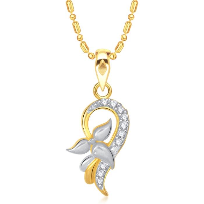 Buy Srikara Alloy Gold Plated CZ / AD Admirable Leaf Fashion Jewellery Pendant Chain - SKP1394G - Purplle