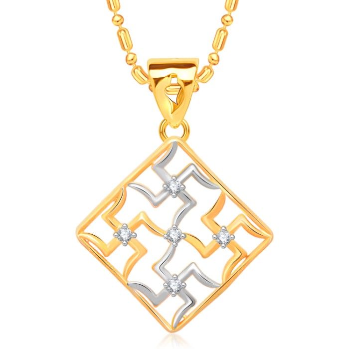 Buy Srikara Alloy Gold Plated CZ / AD The Swastik Fashion Jewelry Pendant with Chain - SKP1522G - Purplle