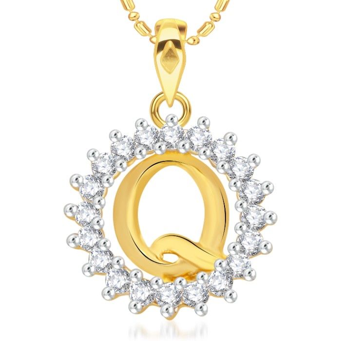 Buy Srikara Alloy Gold Plated CZ/AD Initial Letter Q Fashion Jewellery Pendant Chain - SKP1963G - Purplle
