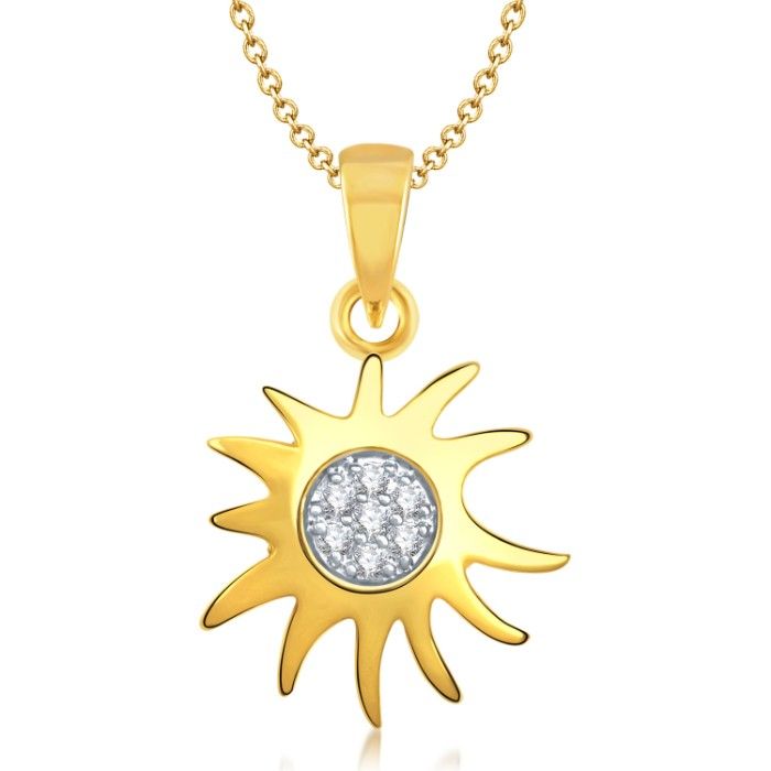 Buy Srikara Alloy Gold Plated CZ/AD Sun Inspired Fashion Jewelry Pendant with Chain - SKP1275G - Purplle