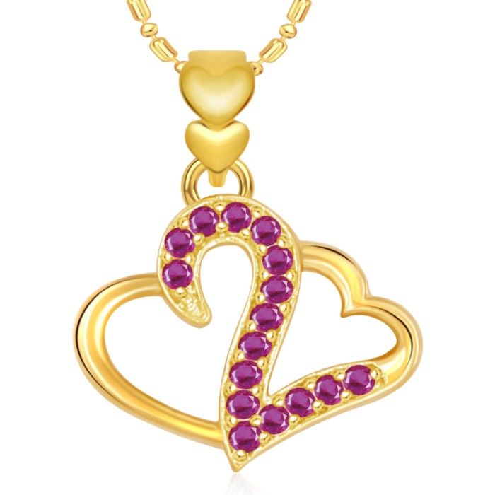 Buy Srikara Alloy Gold Plated CZ/AD Couple Heart Valentine Fashion Jewelry Pendant - SKP1905G - Purplle